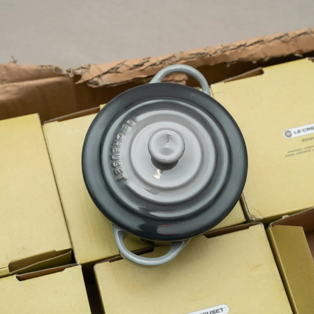 Le Creuset Set of 6 Mini Cocottes with Cookbook Color: Flint